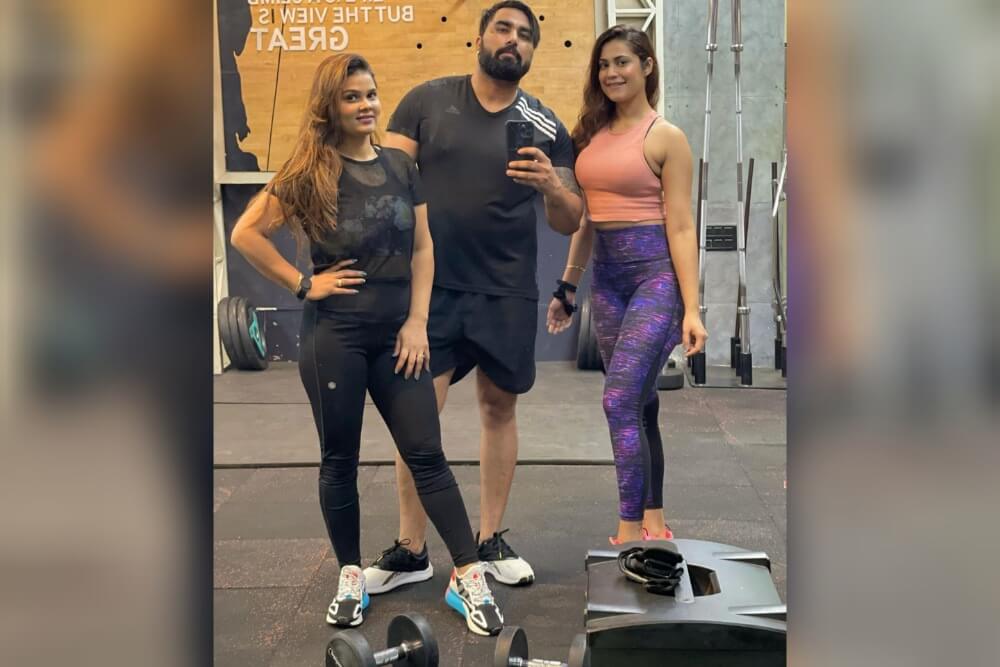 kritika and payal malik in gym with her husband armaan malik